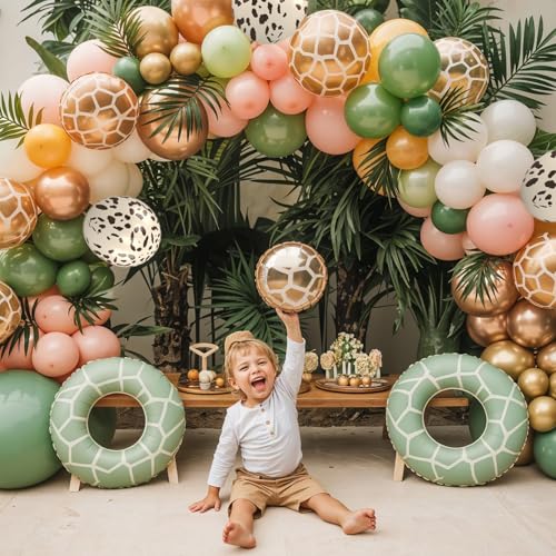 50 Pcs Sage Green and Pink Balloon Arch Kit for Safari Baby Shower Party