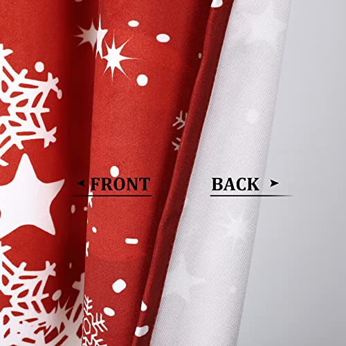 Christmas Velvet Kitchen Curtain Valance with Snowflake Pattern - Red, 52x15 Inches