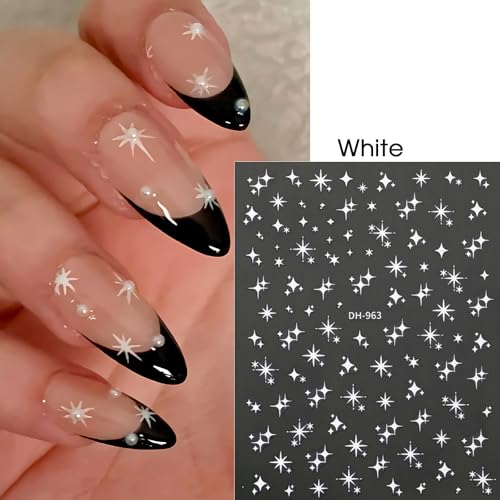 Metallic Star Nail Art Stickers - 6 Sheets Holographic Y2K Decals