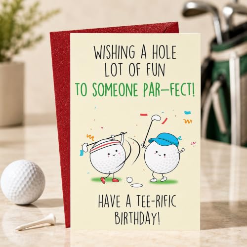 Cheerin Funny Golf Birthday Card - Humorous Greeting for Golf Lovers - Includes Red Envelope - For Him & Her, Friends, Dad, Husband, Uncles - 8x5.3 Inches