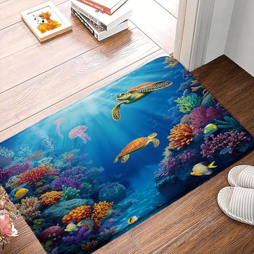 Ocean Underwater World Bath Mat 17.8"x29.5" Soft Microfiber Rug