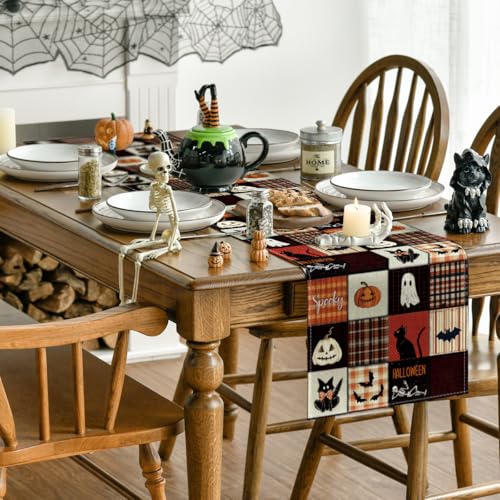 Artoid Mode Halloween Table Runner, 13x72 Inch Black Spun Polyester