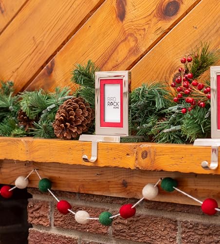 Holiday Stocking Holders Set of 4 - Decorative Stainless Steel Mantle Decor