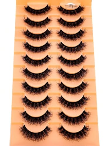 3D Mink False Eyelashes 10 Pairs Set - Soft Fluffy Natural Look
