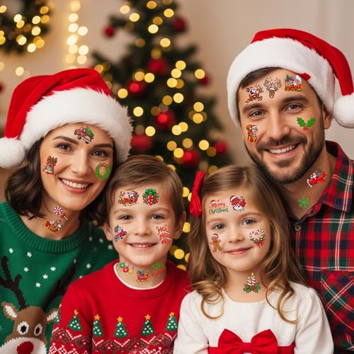 Christmas Temporary Tattoos 60Pcs - Holiday Party Favors & Stocking Stuffers