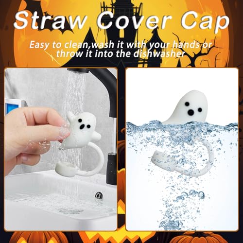 Halloween Ghost Silicone Straw Cover Caps for Stanley Cups - 4PCS