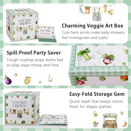 Locally Grown Baby Shower Diaper Raffle Box with 50 Tickets