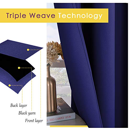 NICETOWN Royal Blue Blackout Curtains, 42"W x 40"L Grommet Panels (Set of 2)