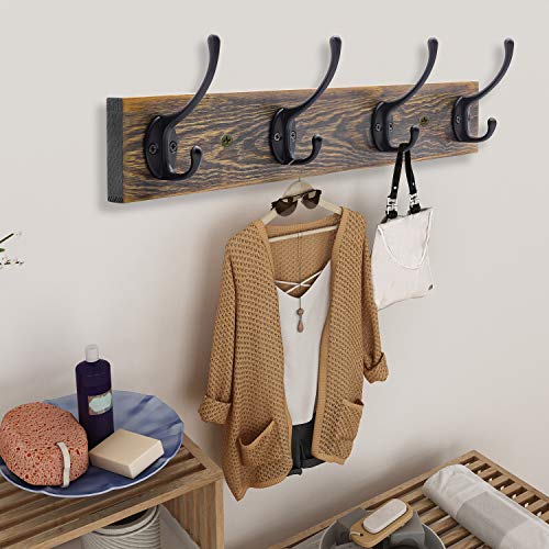 IBosins 17" Vintage Wall Mounted Coat Rack with 4 Hooks