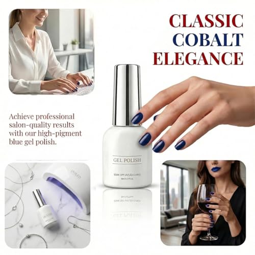 Finenohoory Dark Blue Gel Nail Polish Soak Off UV LED 8ml