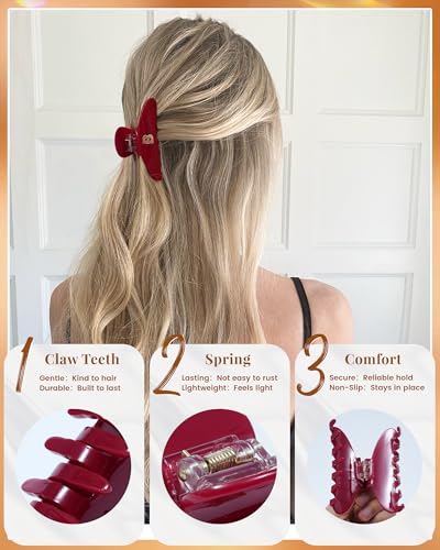 Mesovor Initial Hair Claw Clip, 3.9" Cherry Red Acetate Letter Clip