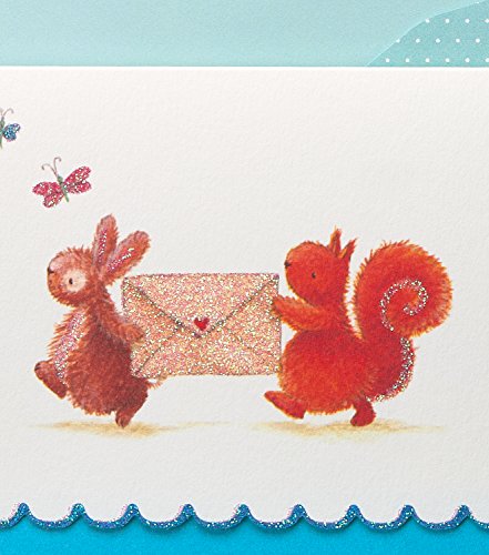 Papyrus Blank Cards with Envelopes - Bunny & Squirrel Design, Blue, 14 Count