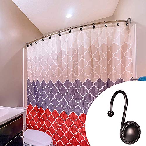Oil Rubbed Bronze Shower Curtain Hooks - 12 Rustproof Metal Rings