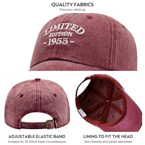 70th Birthday Gifts for Men Women, Happy 70th Birthday Decorations - Adjustable Embroidered Baseball Caps