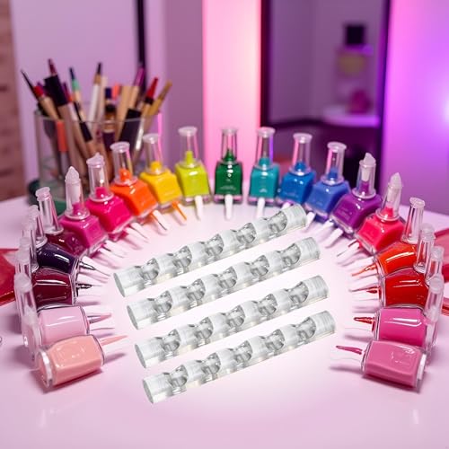 4Pcs Acrylic Nail Brush Holder Set for 5 Pens Transparent Stands