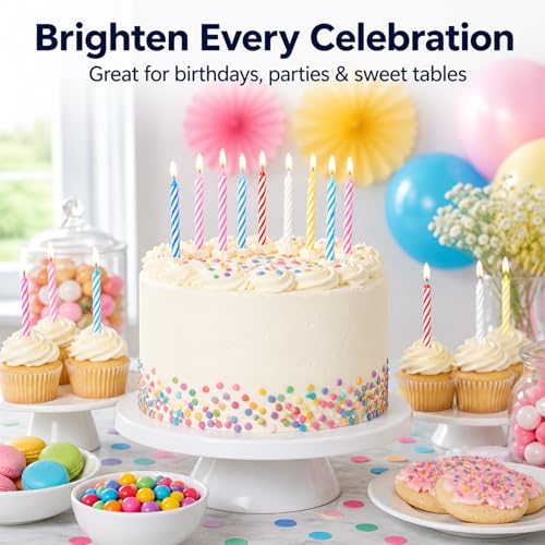 MAQIHAN Spiral Birthday Candles - Multicolor Cake Candles, 288 Count