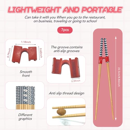 EAEDMY 5 Pairs Japanese Pattern A Training Chopsticks Set