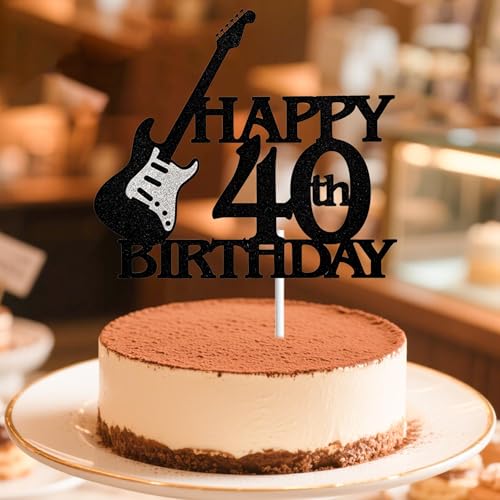 Guitar Happy 40th Birthday Cake Topper | Rock Party Decoration