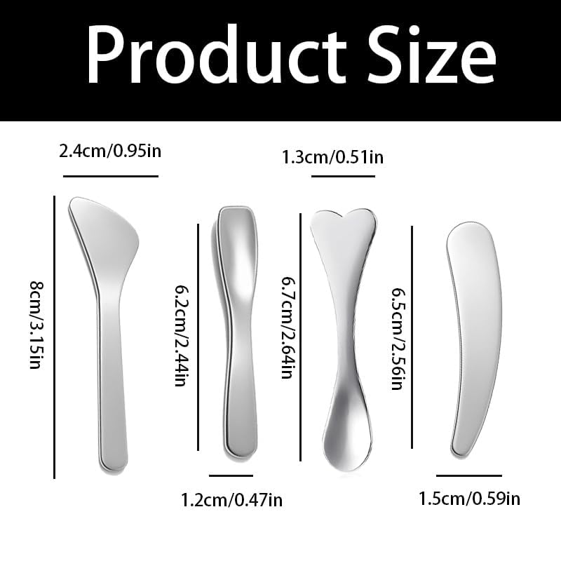 8Pcs Mini Stainless Steel Cosmetic Spatulas for Skincare and Makeup Mixing