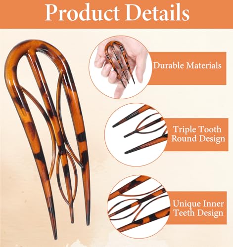Thrymme 4-Inch U Shaped French Hair Pins - 4Pcs Non Slip Grip Teeth
