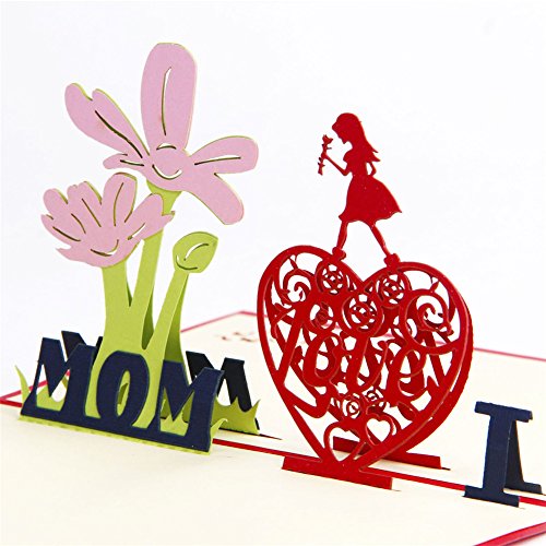 3D Pop-Up Mother's Day Card with Envelope - Unique Gift for Mom