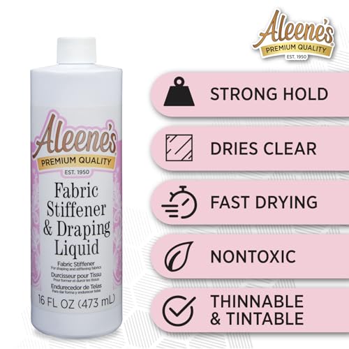 Aleene's Fabric Stiffener and Draping Liquid, 16 Fl Oz - Nontoxic Formula