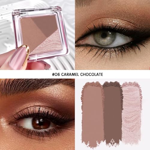 Mivota 3-Color Baked Eyeshadow Palette - Matte & Shimmer Nude Neutral Eye Shadow