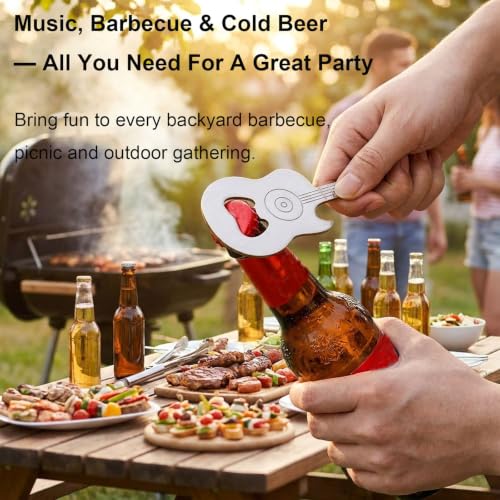 Guitar Shaped Stainless Steel Bottle Opener - 2 Pack Gift Set