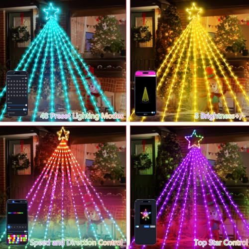 16.4ft LED Christmas Tree Lights with App & Remote Control - Waterfall Decor