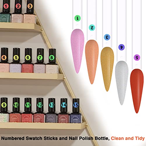 URGINO Nail Swatch Sticks with Number Stickers, 100 Pcs Transparent Stiletto Nail Display Tips for Polish Gel