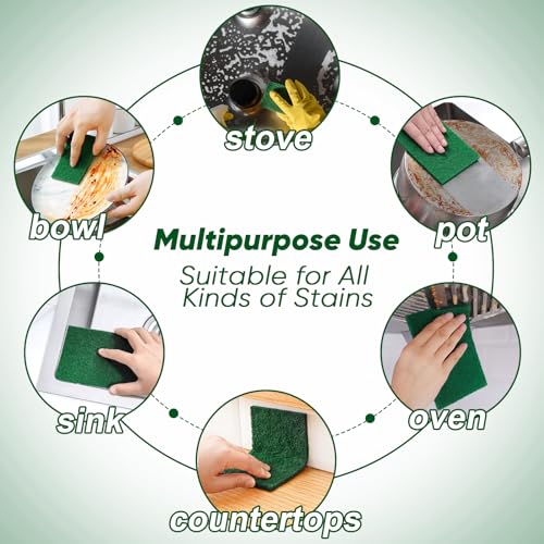 HOMEXCEL Heavy Duty Scouring Pads - 24 Pack Green Scrubbers