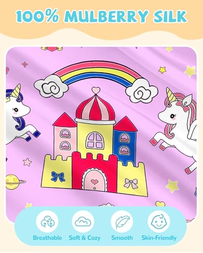 Miss Adola Kids Silk Pillowcase - 30x20 Inch, Couple Unicorn Design