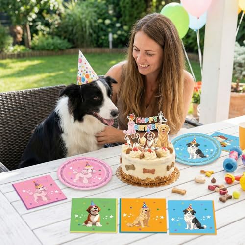 40pcs Dog Birthday Party Supplies Set - Plates & Napkins for 20 Guests