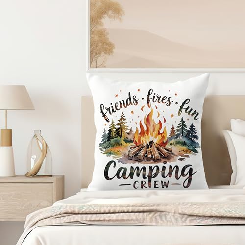 Flannel Camping Pillow Cover 18x18 | Cozy Throw Pillow for RV Decor