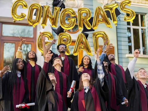 KALOR Gold 16 Inch Congrats Grad Banner Balloons for Graduation Party 2026