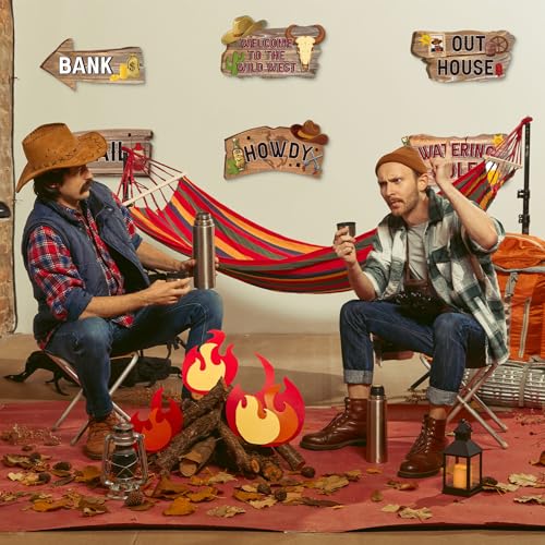 24 Pcs Western Cowboy Party Directional Signs, Retro Wild West Decor