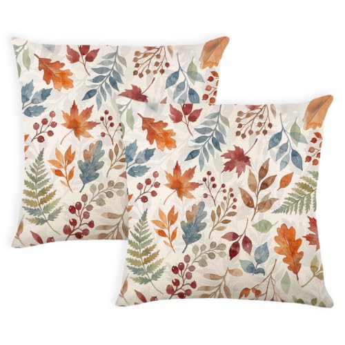 Autumn Maple Leaf Throw Pillow Covers 18x18 Inch Set of 2
