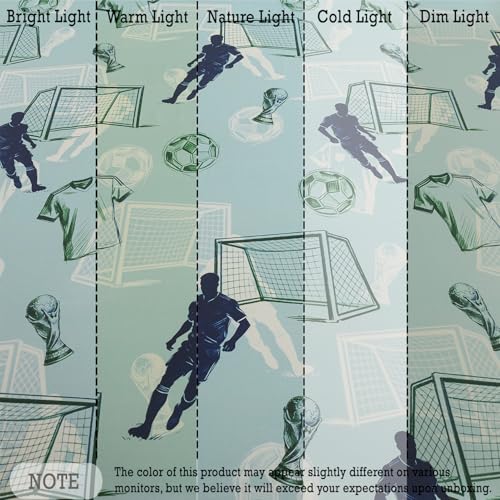 FADFAY Twin Size Soccer Sheet Set - Ultra Soft Breathable Cotton, Blue Sports Bedding