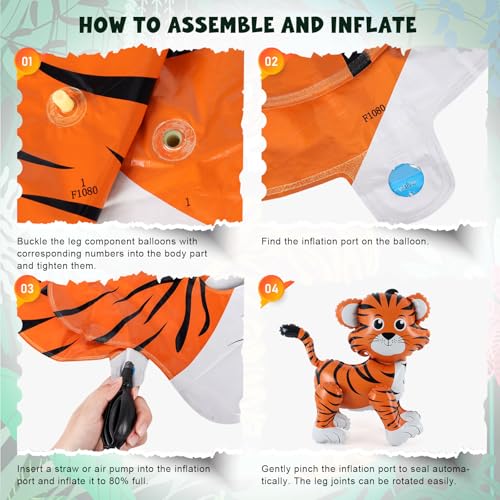 Extra-Large Standing Tiger Foil Balloon - 24 Inch Jungle Safari Decoration