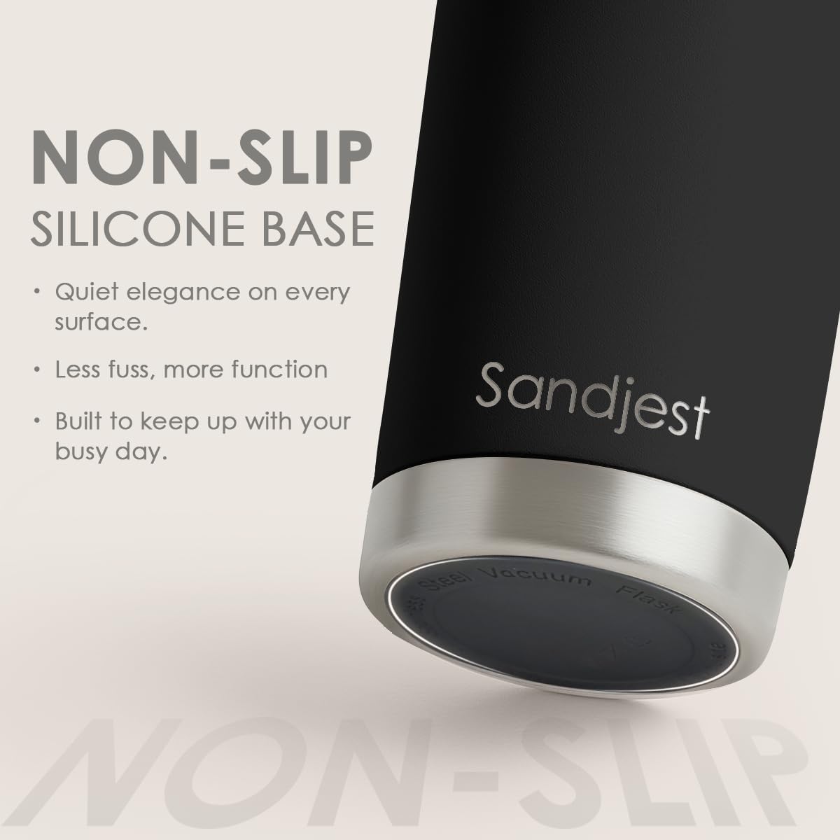 SANDJEST 20oz Black Stainless Steel Tumbler - Double Wall Vacuum Insulated Travel Coffee Cup