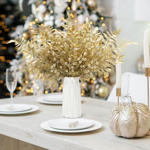 Gold Artificial Christmas Tree Picks Set - 80 Pieces Holiday Decor