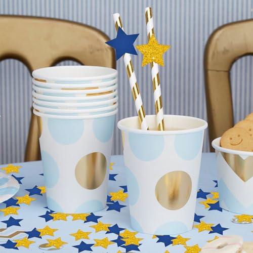 300Pcs Glitter Star Confetti - Blue & Gold Party Decorations