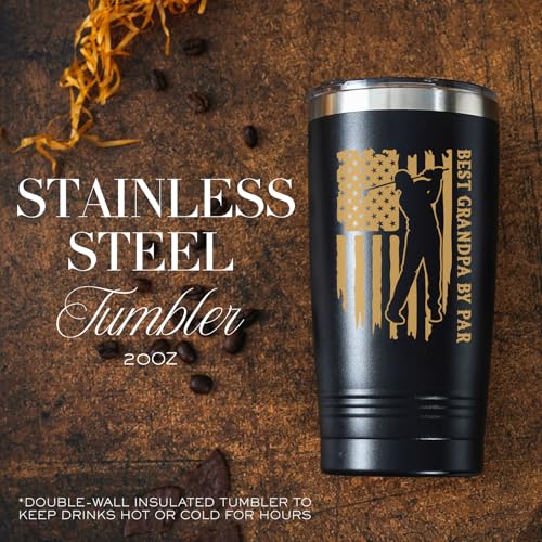 Golf Gift Set with 20oz Tumbler, Gold Golf Balls & Pen - Perfect for Dad