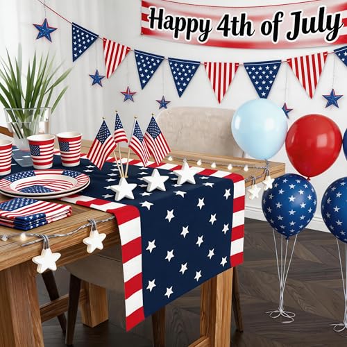 OHOME 250th Anniversary Patriotic Table Runner - USA Stars Decor