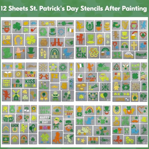 St. Patrick's Day Temporary Tattoo Stencils Kit - Face and Body Paint Templates