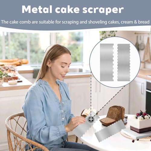 Fuazuzu 2-Piece Stainless Steel Cake Scraper Set for Decorating