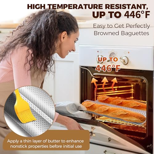 Yupjlia Nonstick Baguette Baking Pan - Perforated French Bread Pan