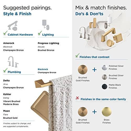 Amerock BH36001CZ | Champagne Bronze Pivoting Double Post Toilet Paper Holder | 9-5/16 in. (237 mm) Toilet Tissue Holder | Blackrock | Bath Tissue Holder | Bathroom Hardware | Bath Accessories