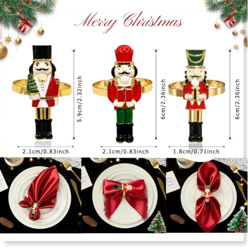 Nutcracker Soldiers Napkin Rings Set - Christmas Table Decor, 6pcs, Gold Finish