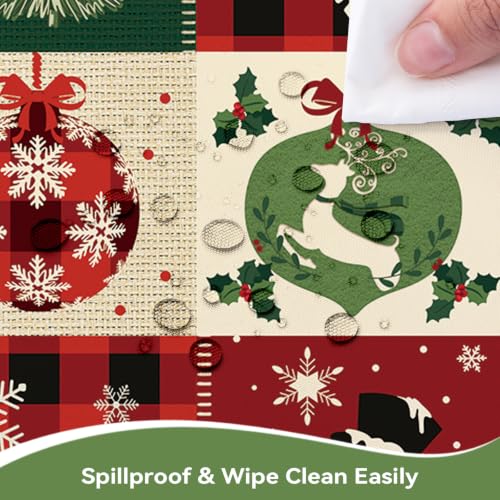 Christmas Patchwork Snowman Rectangle Tablecloth 60x84 Inch - Holiday Decor